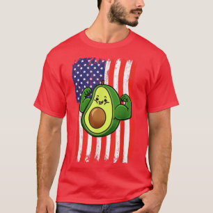 American Flag Avocado Weightlifting  T-Shirt