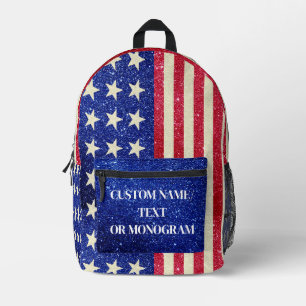 American Flag Backpack - Personalised Glitter Name
