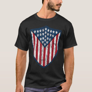 American Flag Badge 4th Of July Cool Usa Patriotic T-Shirt
