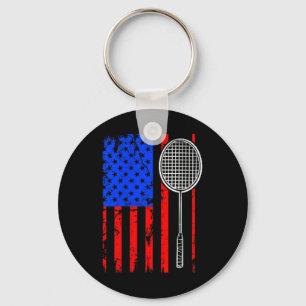 American Flag Badminton  Key Ring