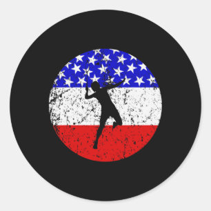 American Flag Badminton Shirt - Badminton Player  Classic Round Sticker