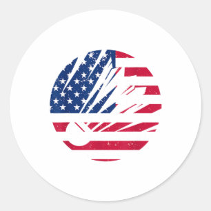 American Flag Badminton Shirt Men Patriotic Badmin Classic Round Sticker