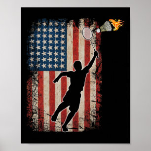American Flag Badminton Shuttle Art Sports 1 Poster