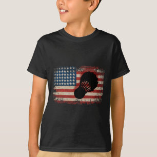 American Flag Badminton Shuttle Art Sports 2 T-Shirt