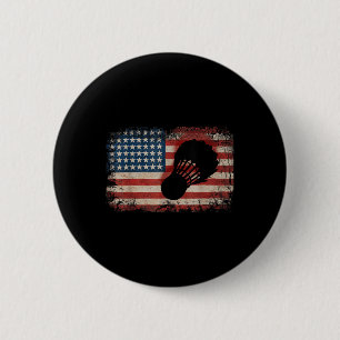 American Flag Badminton Shuttle Art Sports 6 Cm Round Badge