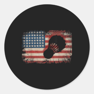 American Flag Badminton Shuttle Art Sports Classic Round Sticker