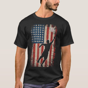 American Flag Badminton Shuttle Art Sports T-Shirt