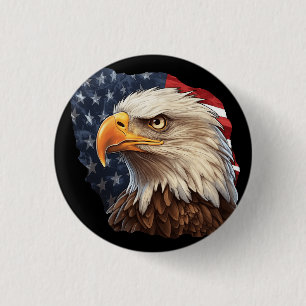 American Flag Bald Eagle 3 Cm Round Badge