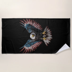 American Flag Bald Eagle 4th of July USA Patriotic Beach Towel