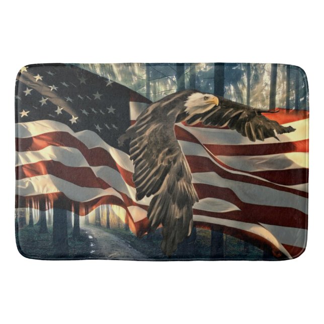 American Flag Bald Eagle Bath Mat (Front)