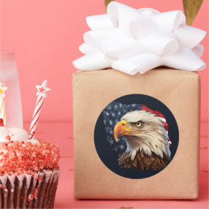 American Flag Bald Eagle Classic Round Sticker