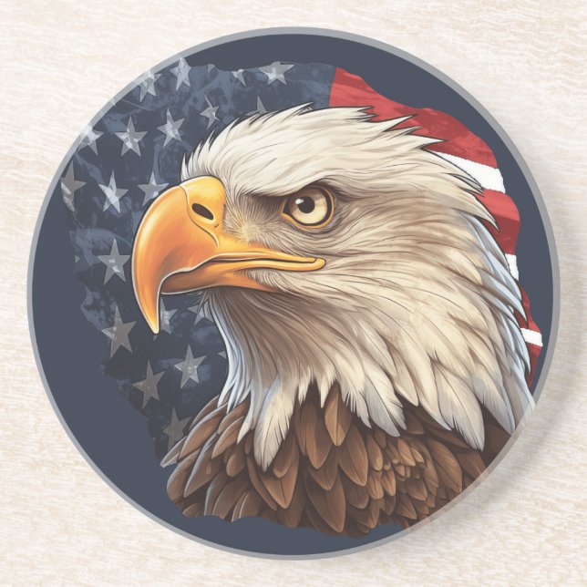 American Flag Bald Eagle Coaster (Front)