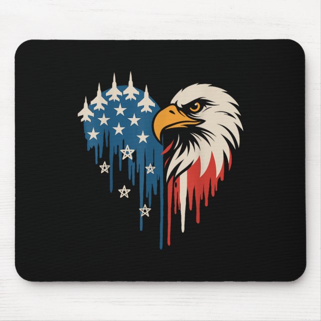 American Flag Bald Eagle Fighter Jets Patriotic 4t Mouse Pad (Front)