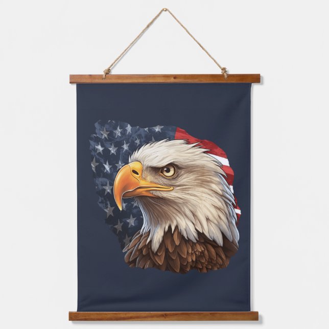 American Flag Bald Eagle Hanging Tapestry (Front)