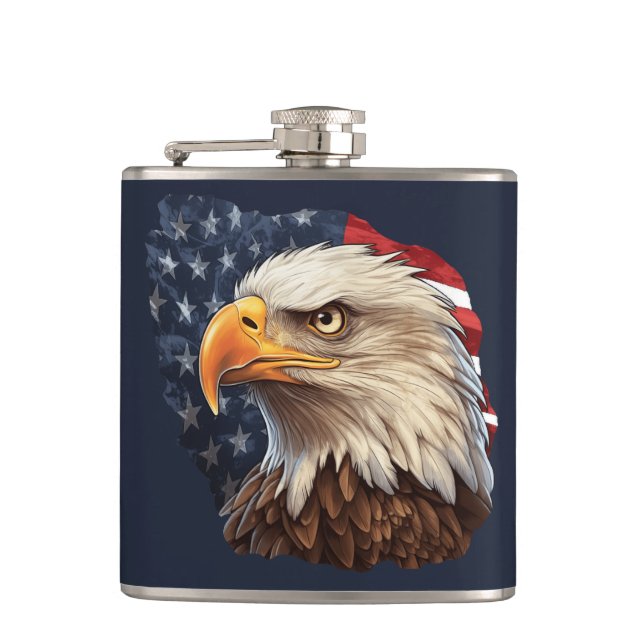 American Flag Bald Eagle Hip Flask (Front)