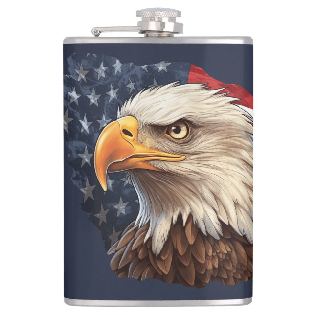 American Flag Bald Eagle Hip Flask (Front)
