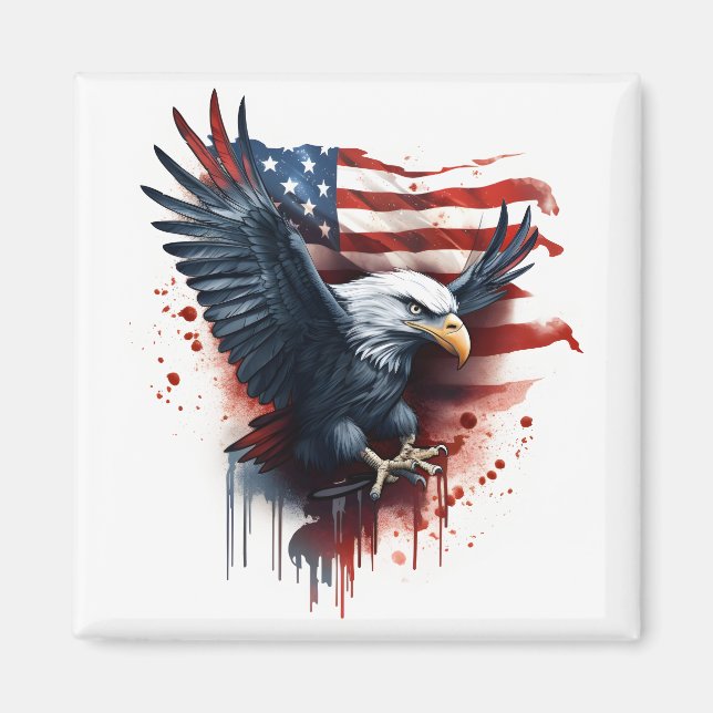 American flag bald eagle  magnet (Front)