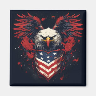 American flag bald eagle magnet
