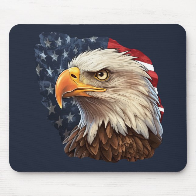 American Flag Bald Eagle Mouse Pad (Front)