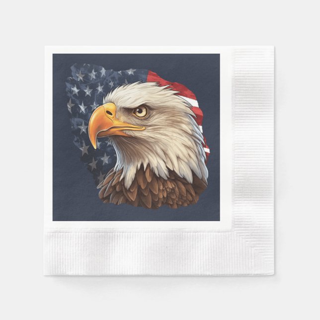 American Flag Bald Eagle Napkin (Front)