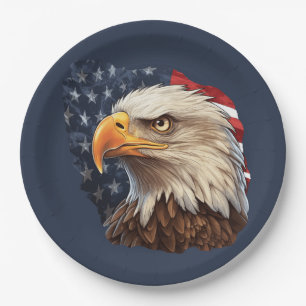American Flag Bald Eagle Paper Plate