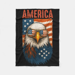 American Flag Bald Eagle Patriotic 4th Of July Usa Fleece Blanket