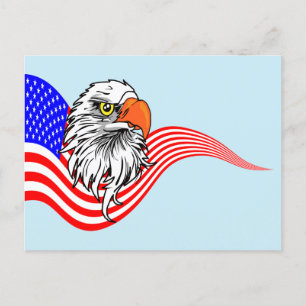 American Flag Bald Eagle Patriotic art  Postcard