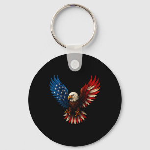 American Flag Bald Eagle Patriotic Eagle 4th Of Ju Key Ring