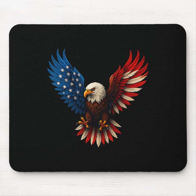 American Flag Bald Eagle Patriotic Eagle 4th Of Ju Mouse Pad (Front)