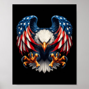 American Flag Bald Eagle Patriotic Eagle 4th Of Ju Poster