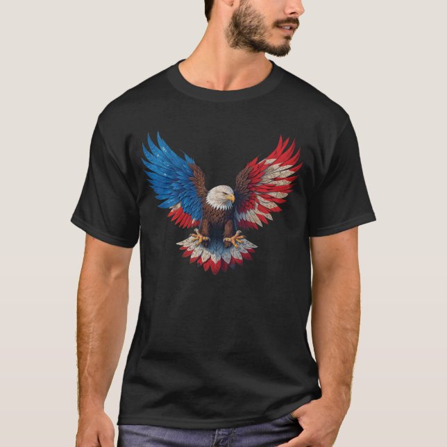 American Flag Bald Eagle Patriotic Eagle 4th Of T-Shirt (Front)