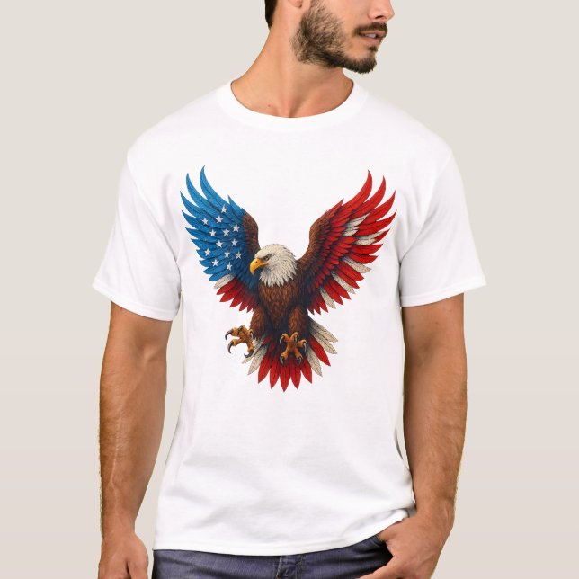 American Flag Bald Eagle Patriotic Eagle T-Shirt (Front)