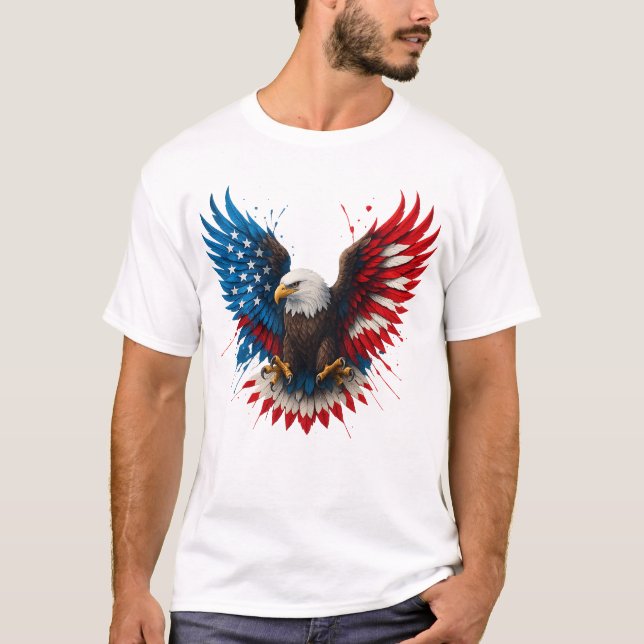 American Flag Bald Eagle Patriotic Eagle T-Shirt (Front)