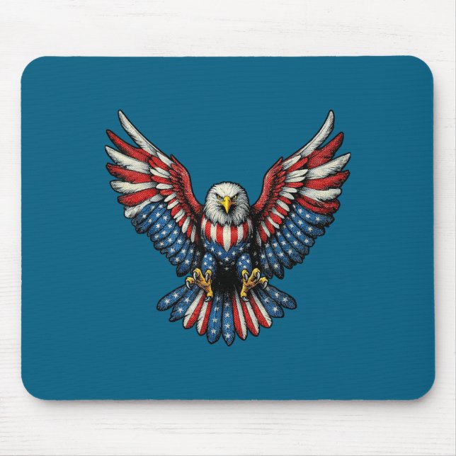 American Flag Bald Eagle Patriotic Graphic Art Mouse Pad (Front)