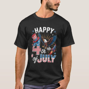 American Flag Bald Eagle Patriotic Happy 4th of Ju T-Shirt