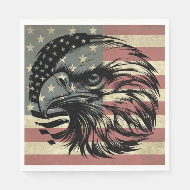 American Flag Bald Eagle Patriotic  Napkin (Front)