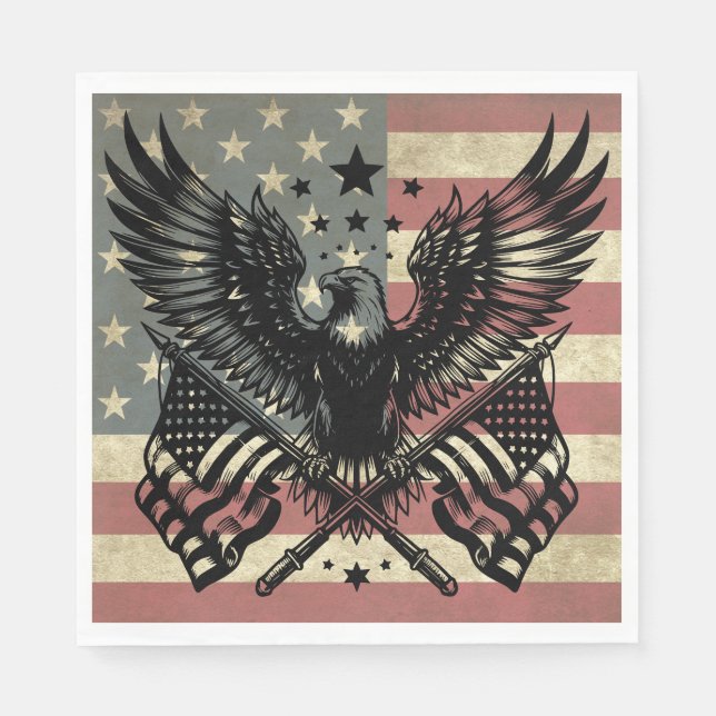 American Flag Bald Eagle Patriotic  Napkin (Front)