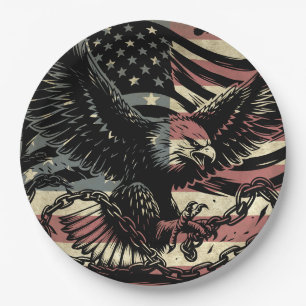 American Flag Bald Eagle Patriotic Paper Plate