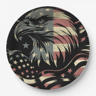 American Flag Bald Eagle Patriotic Paper Plate
