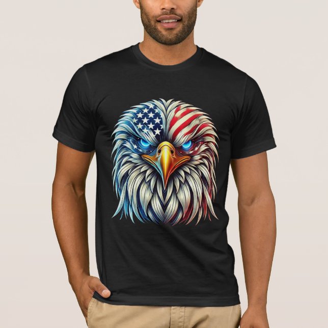 American Flag Bald Eagle Patriotic USA T-Shirt (Front)