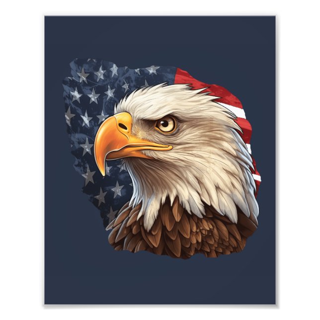 American Flag Bald Eagle Photo Print (Front)