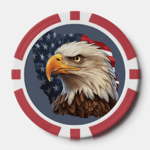 American Flag Bald Eagle Poker Chips
