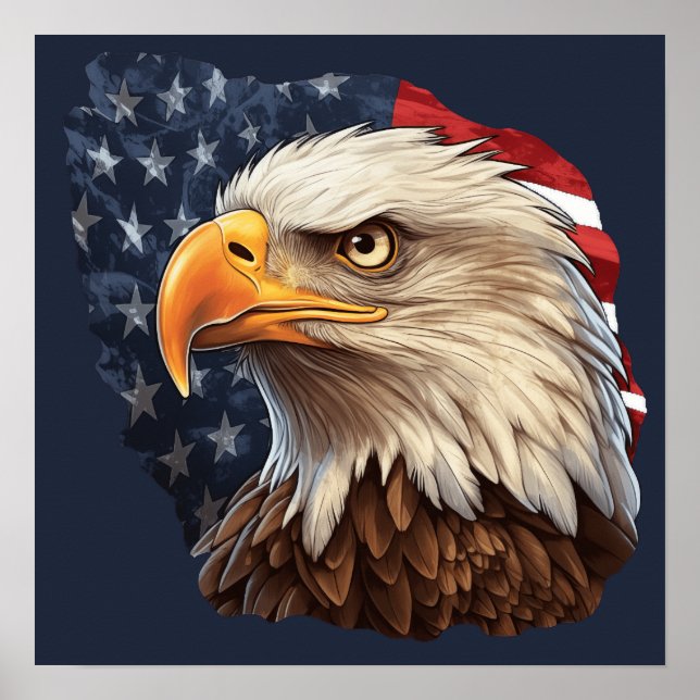 American Flag Bald Eagle Poster (Front)
