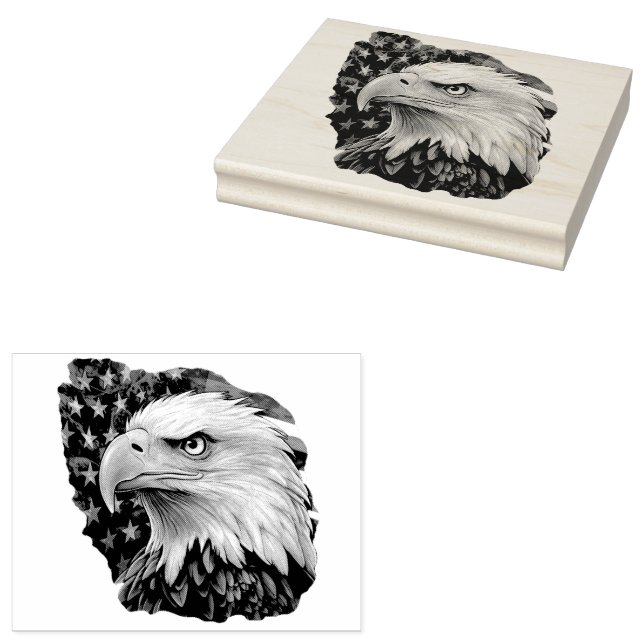 American Flag Bald Eagle Rubber Stamp (Stamped)