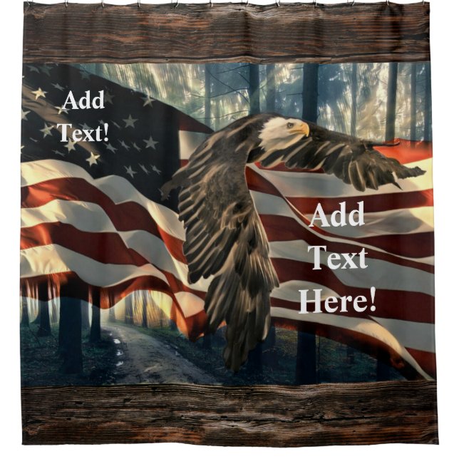 American Flag Bald Eagle Shower Curtain (Front)