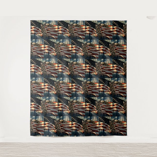 American Flag Bald Eagle Tapestry (Front)