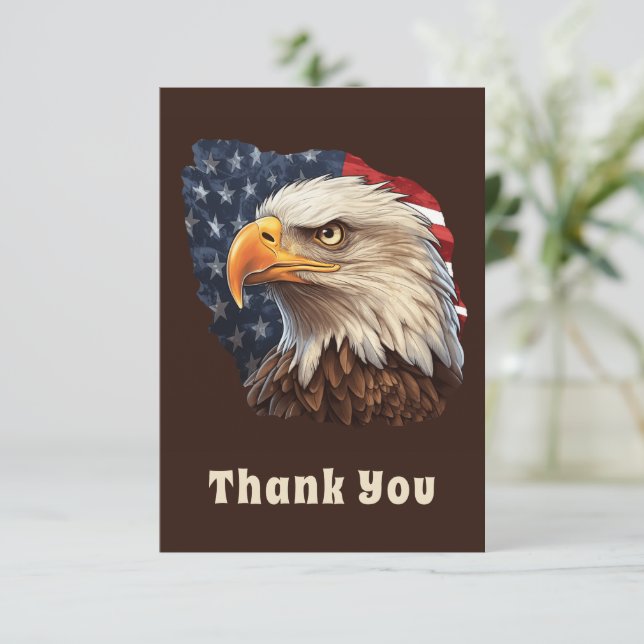 American Flag Bald Eagle Thank You Card (Standing Front)