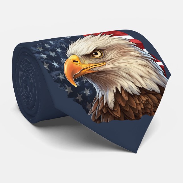 American Flag Bald Eagle Tie (Rolled)