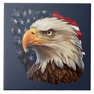 American Flag Bald Eagle Tile