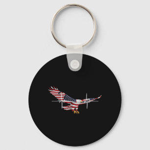 American Flag Bald Eagle USA 4th of July Patriotic Key Ring